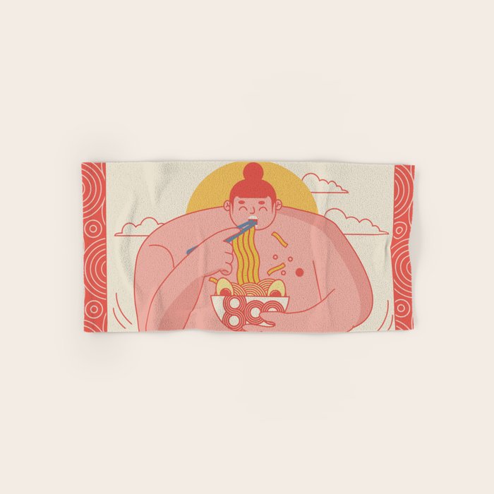 Sumo eating Ramen Bath Towel Gallery Image 1