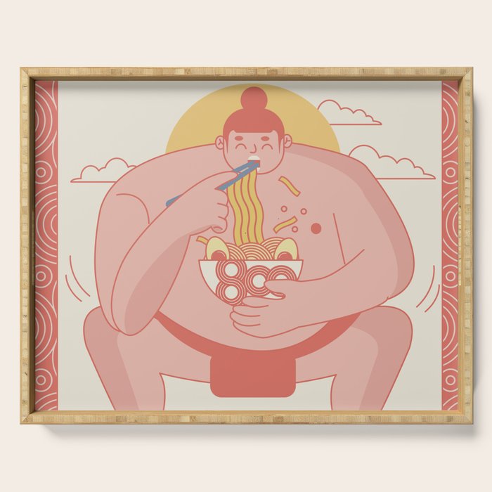 Sumo eating Ramen Serving Tray Gallery Image 1