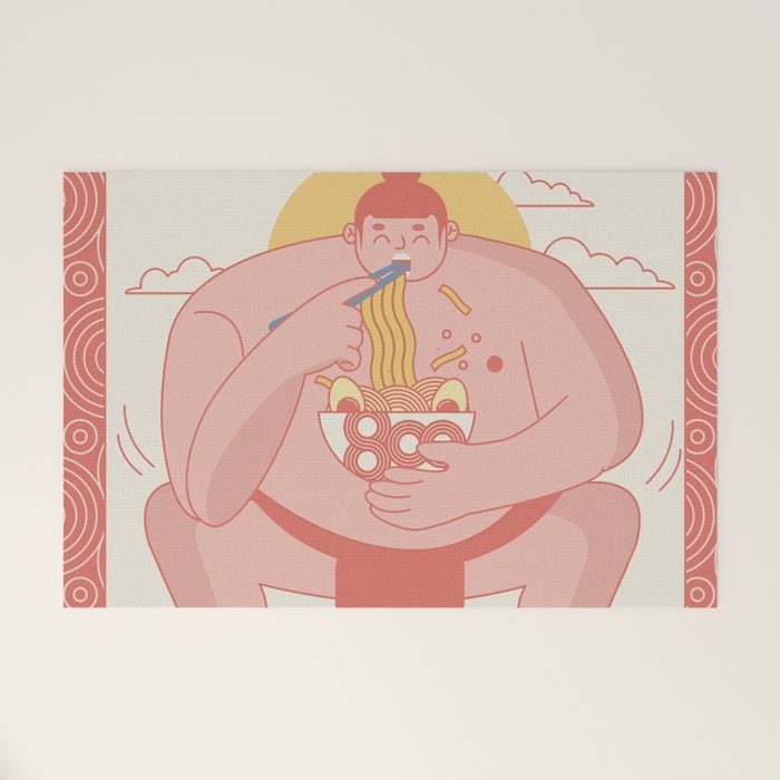 Sumo eating Ramen Welcome Mat Gallery Image 1