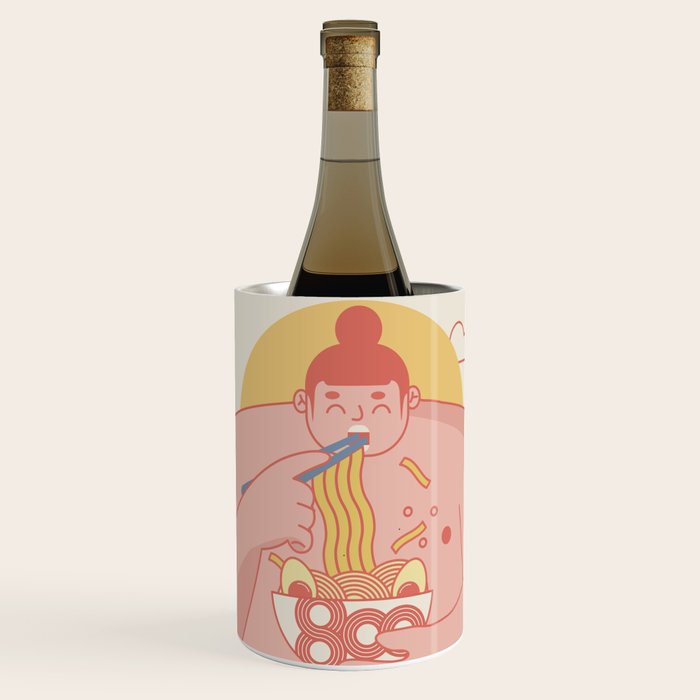 Sumo eating Ramen Wine Chiller Gallery Image 1