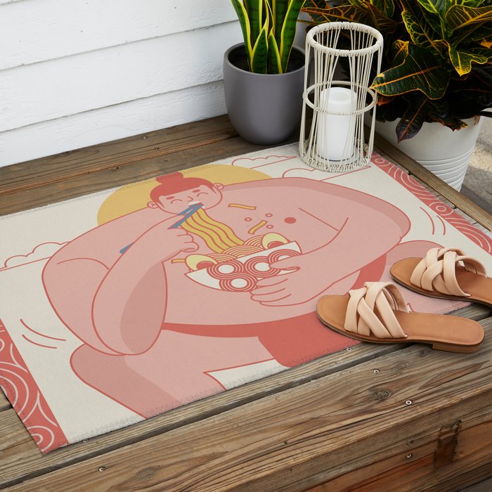 Sumo eating Ramen Outdoor Rug Gallery Image 2