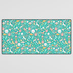 Dinosaurs + Unicorns on Teal Desk Mat Gallery Image 3