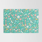 Dinosaurs + Unicorns on Teal Rug Gallery Image 2