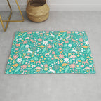 Dinosaurs + Unicorns on Teal Rug Gallery Image 1