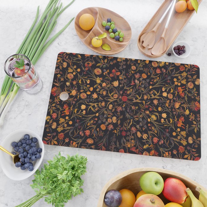 Exotic Midnight Floral Garden Cutting Board Gallery Image 2