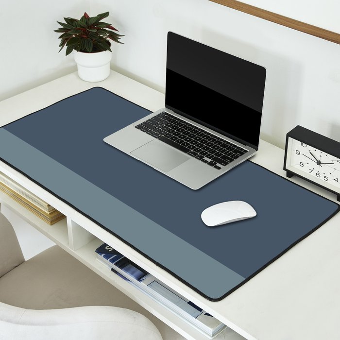 Minimalist Solid Color Block in Neutral Blue-Gray Desk Mat Gallery Image 2