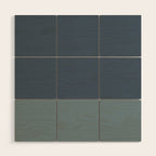 Minimalist Solid Color Block in Neutral Blue-Gray Wood Wall Art Gallery Image 1