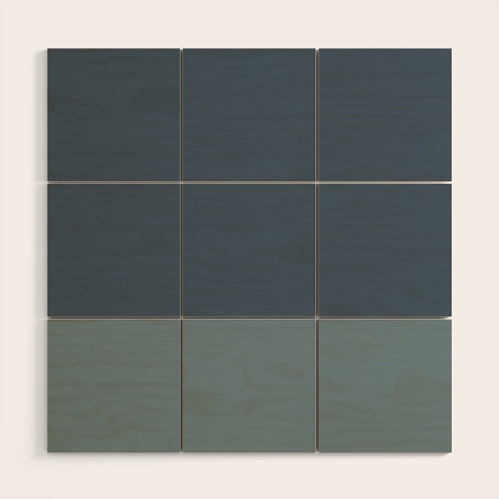 Minimalist Solid Color Block in Neutral Blue-Gray Wood Wall Art Gallery Image 1