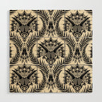 Triceratops Damask - black and cream Wood Wall Art Gallery Image 1