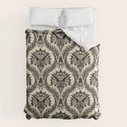 Triceratops Damask - black and cream Duvet Cover Gallery Image 6
