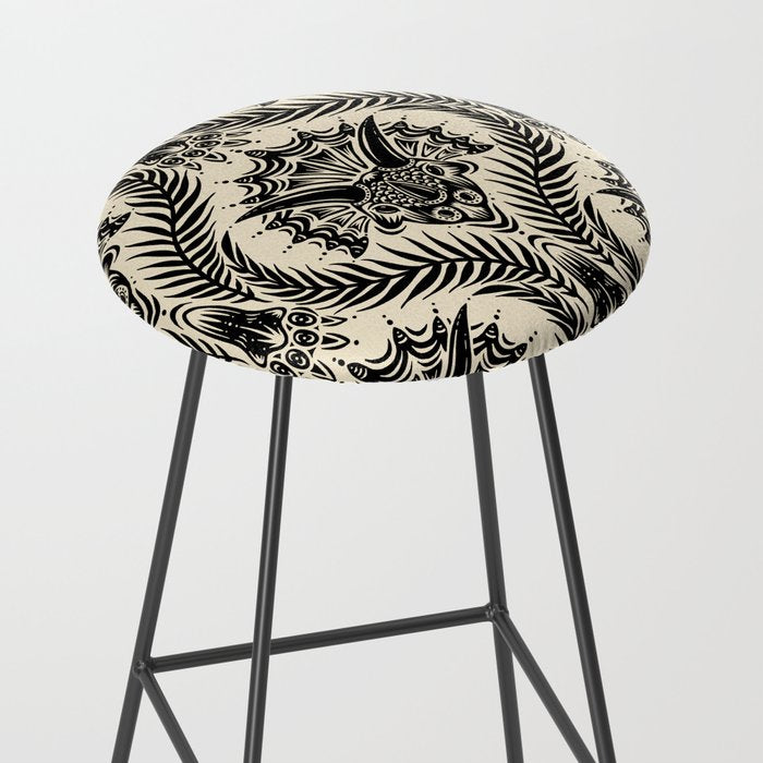 Triceratops Damask - black and cream Stool Gallery Image 2