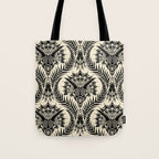 Triceratops Damask - black and cream Tote Bag Gallery Image 1