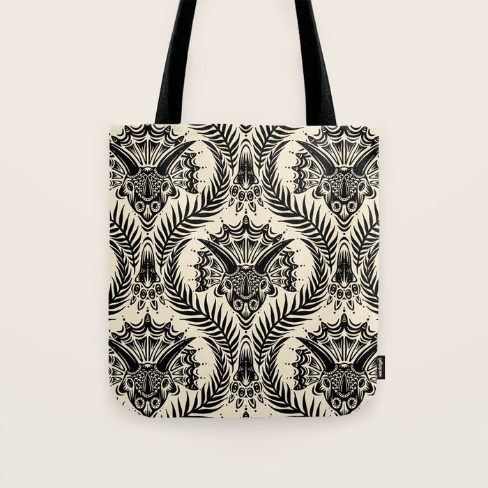 Triceratops Damask - black and cream Tote Bag Gallery Image 1