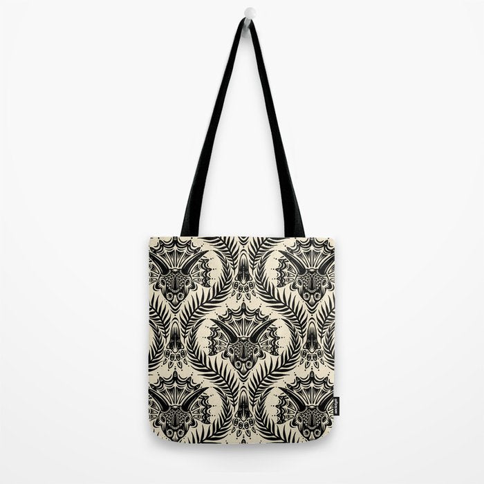Triceratops Damask - black and cream Tote Bag Gallery Image 2
