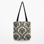 Triceratops Damask - black and cream Tote Bag Gallery Image 2