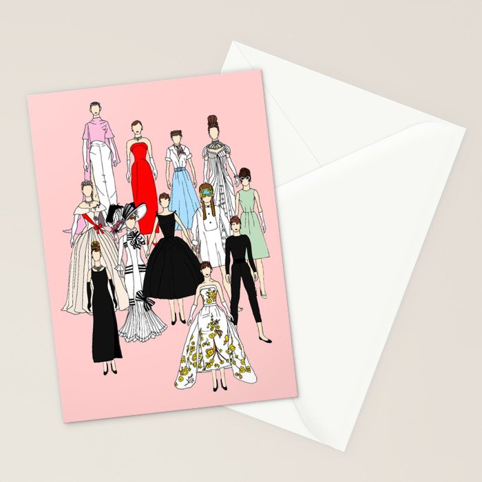 Think Pink Outfits Fashion Audrey Stationery Card Gallery Image 2