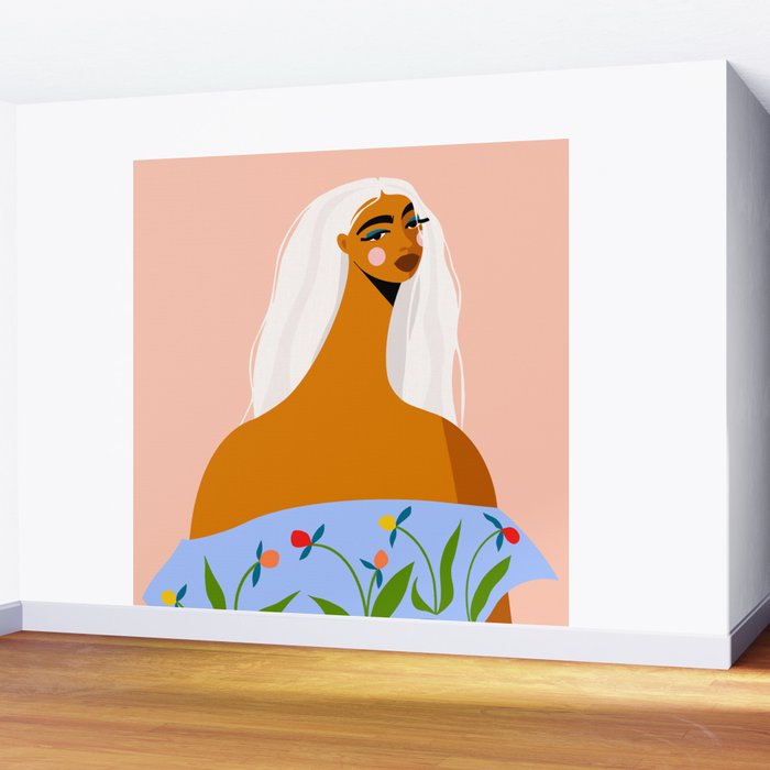 Long White Hair Wall Mural Gallery Image 2