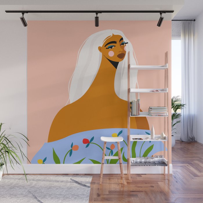 Long White Hair Wall Mural Gallery Image 1