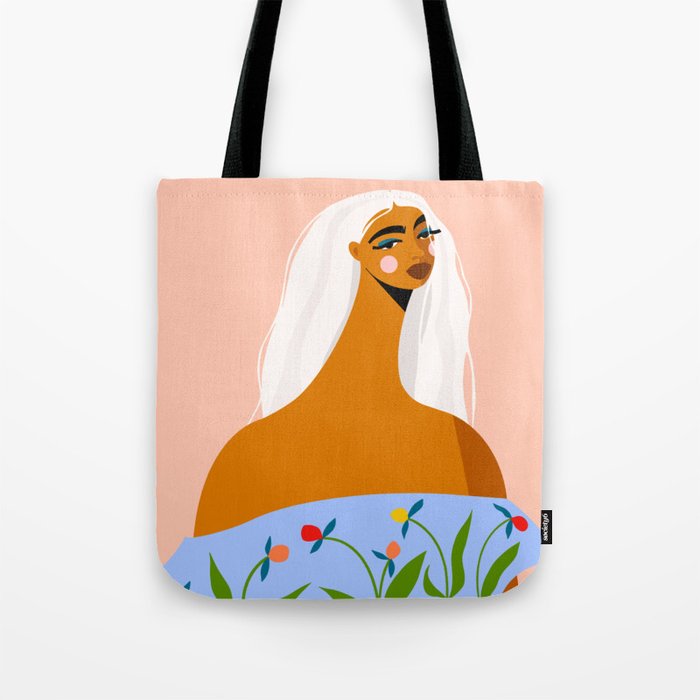 Long White Hair Tote Bag Gallery Image 1