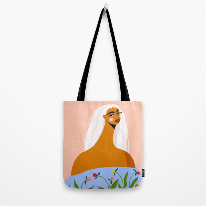 Long White Hair Tote Bag Gallery Image 2