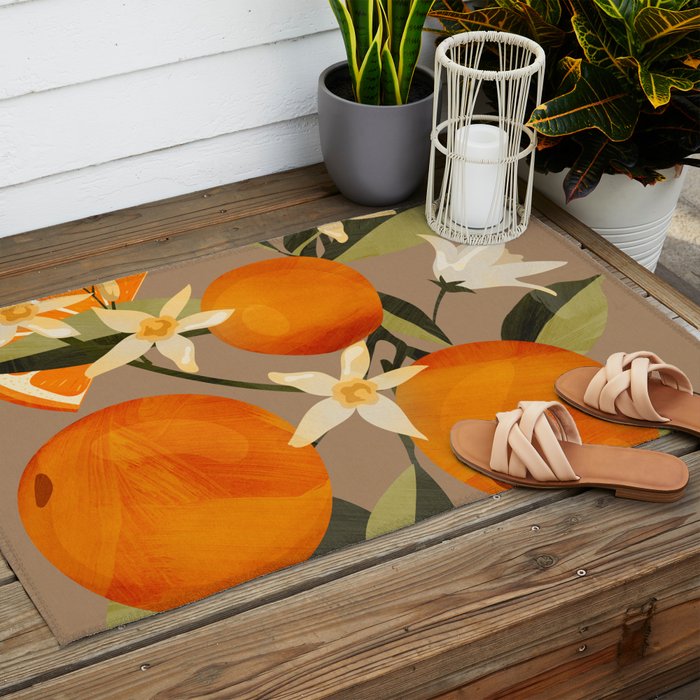 Oranges Botanical Art 2 Outdoor Rug Gallery Image 2