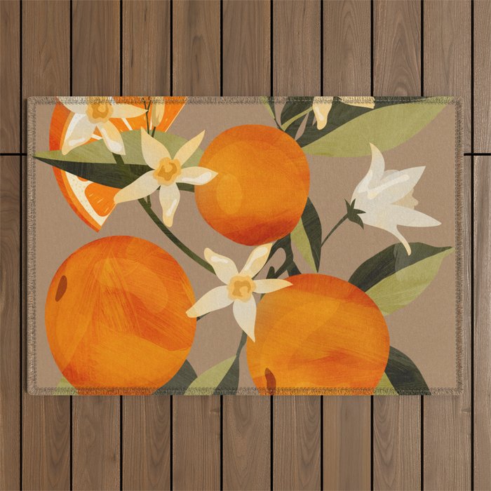 Oranges Botanical Art 2 Outdoor Rug Gallery Image 1