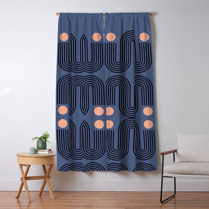 Abstraction_NEW_SUN_BLUE_LINE_POP_ART_Minimalism_0222A Window Curtain Gallery Image 1
