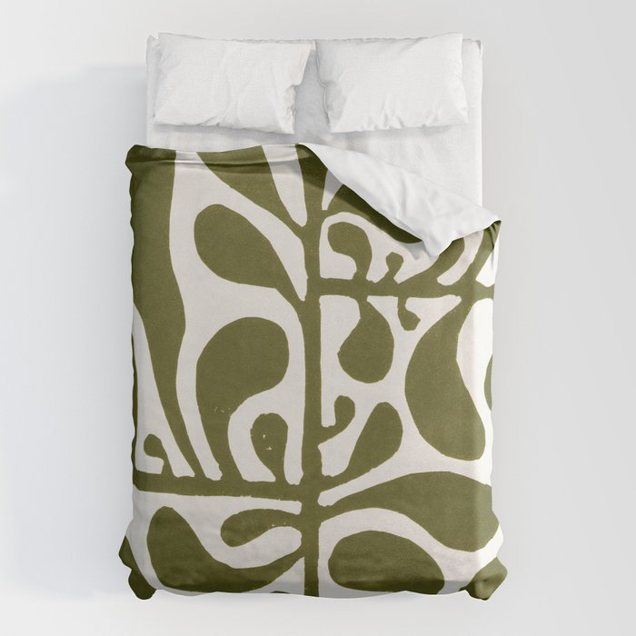 Linocut Plant #1 Duvet Cover Gallery Image 6