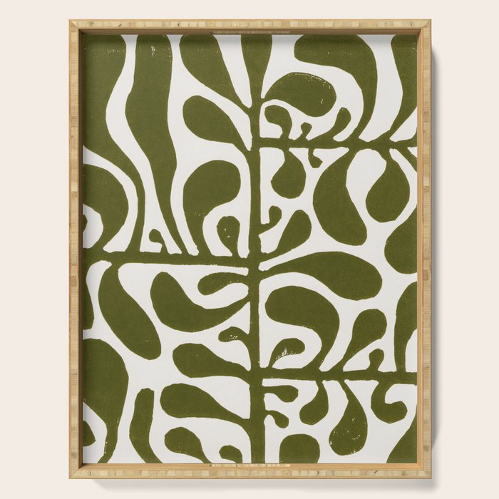 Linocut Plant #1 Serving Tray Gallery Image 1