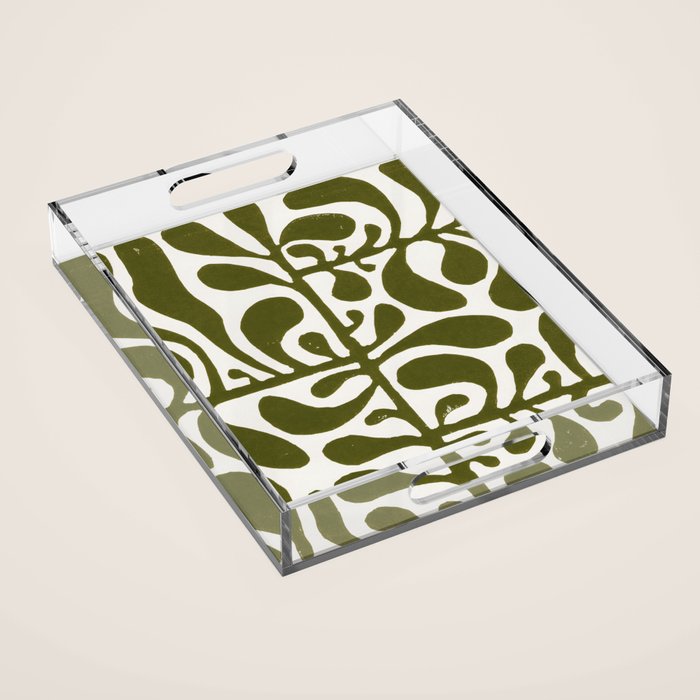 Linocut Plant #1 Acrylic Tray Gallery Image 1