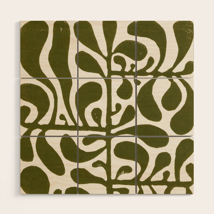 Linocut Plant #1 Wood Wall Art Gallery Image 1
