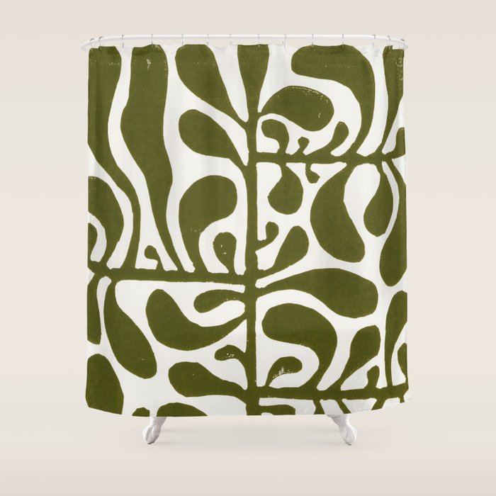 Linocut Plant #1 Shower Curtain Gallery Image 1