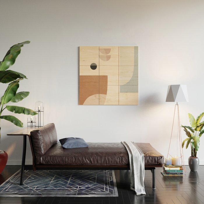 Abstract Minimal Shapes 12 Wood Wall Art Gallery Image 2