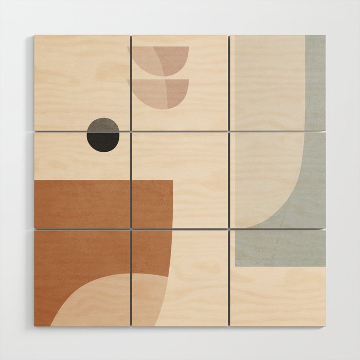 Abstract Minimal Shapes 12 Wood Wall Art Gallery Image 1