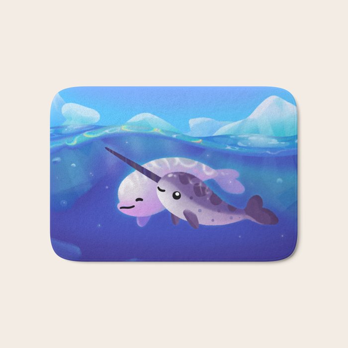 Beluga and Narwhal Bath Mat Gallery Image 1