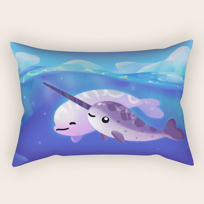 Beluga and Narwhal Rectangular Pillow Gallery Image 2