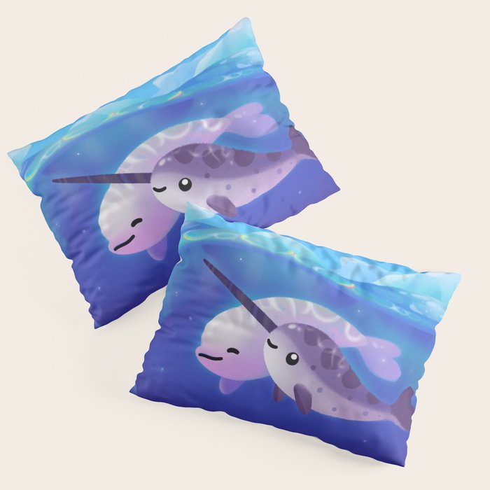 Beluga and Narwhal Pillow Sham Gallery Image 1