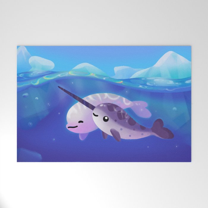 Beluga and Narwhal Welcome Mat Gallery Image 1
