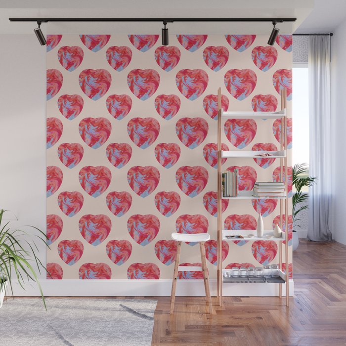 Heart and love retro psychedelic, valentine's day Wall Mural Gallery Image 1