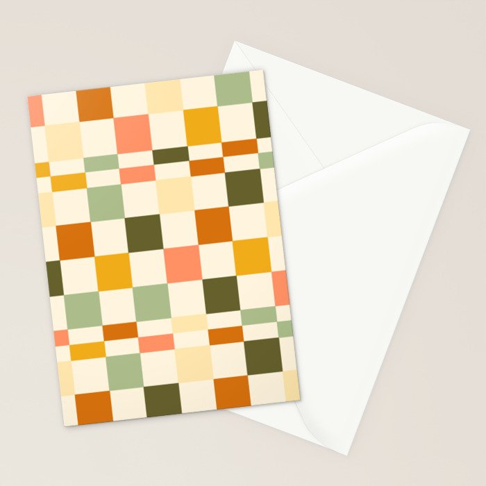 Vintage Checkerboard Pattern Stationery Card Gallery Image 2