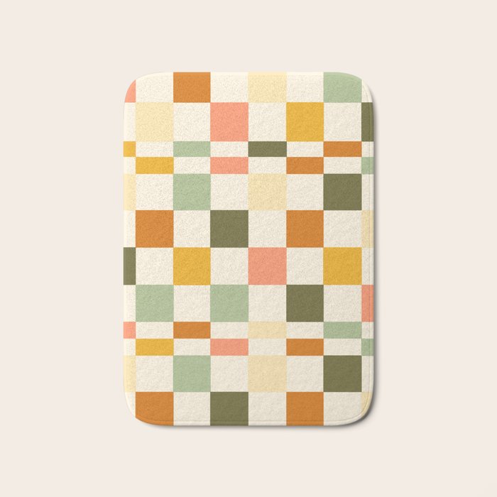 Vintage Checkerboard Pattern Bath Mat Gallery Image 1