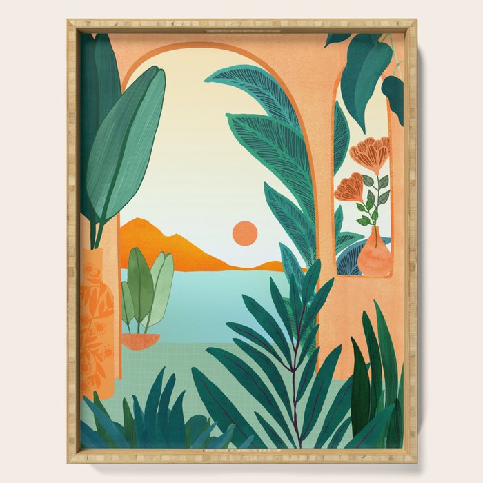Summer Villa Landscape  Serving Tray Gallery Image 1
