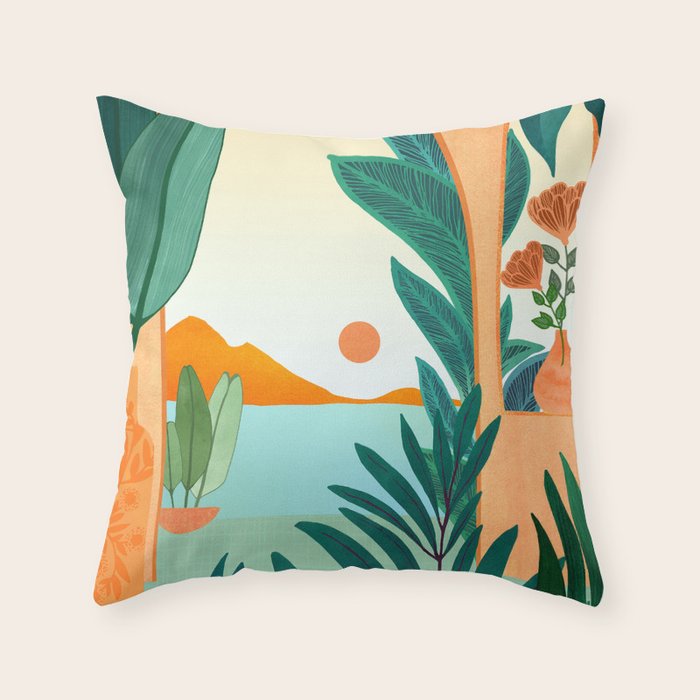 Summer Villa Landscape  Throw Pillow Gallery Image 1
