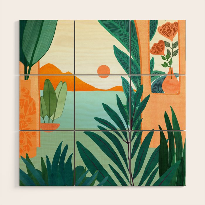 Summer Villa Landscape  Wood Wall Art Gallery Image 1
