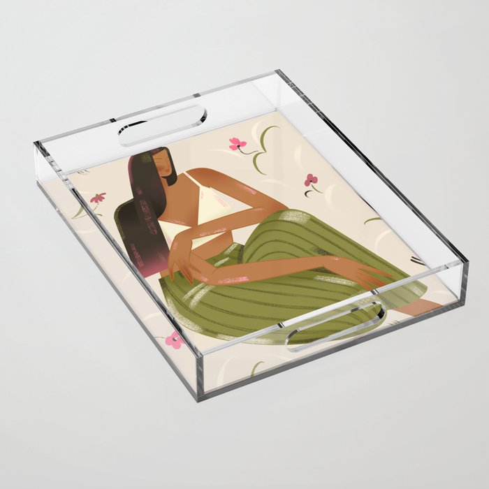 girl in green pants Acrylic Tray Gallery Image 1