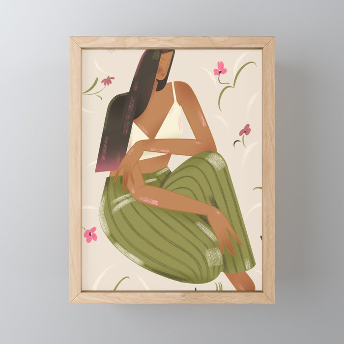 girl in green pants Mini Art Print Gallery Image 1
