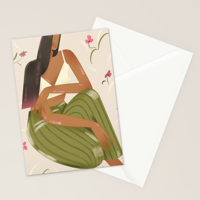 girl in green pants Stationery Card Gallery Image 2