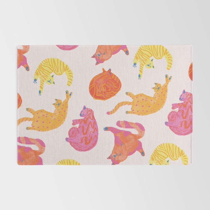 Sleepy Cozy Kitty Cats in Orange & Peach Rug Gallery Image 2