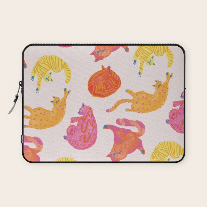 Sleepy Cozy Kitty Cats in Orange & Peach Laptop Sleeve Gallery Image 1