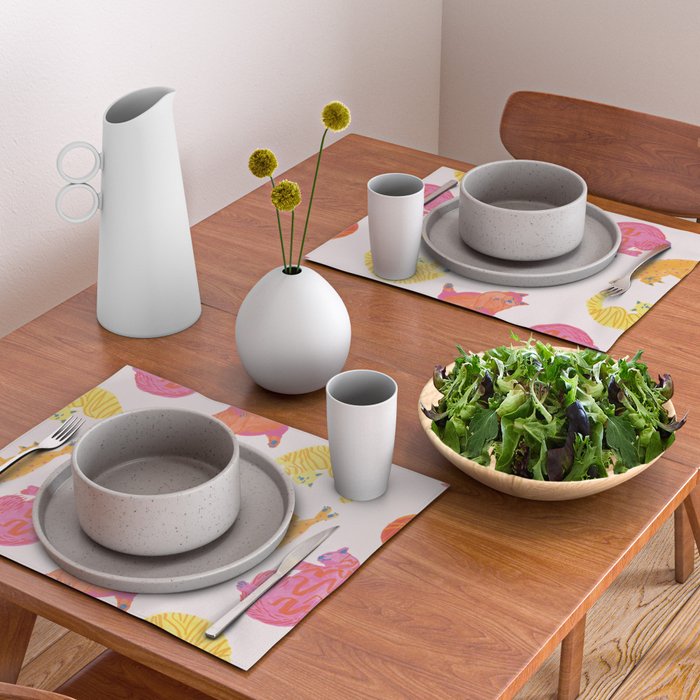 Sleepy Cozy Kitty Cats in Orange & Peach Placemat Gallery Image 2